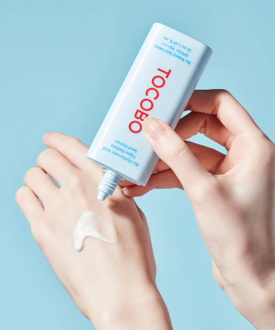 Bio Watery Sun Cream TOCOBO aplicação