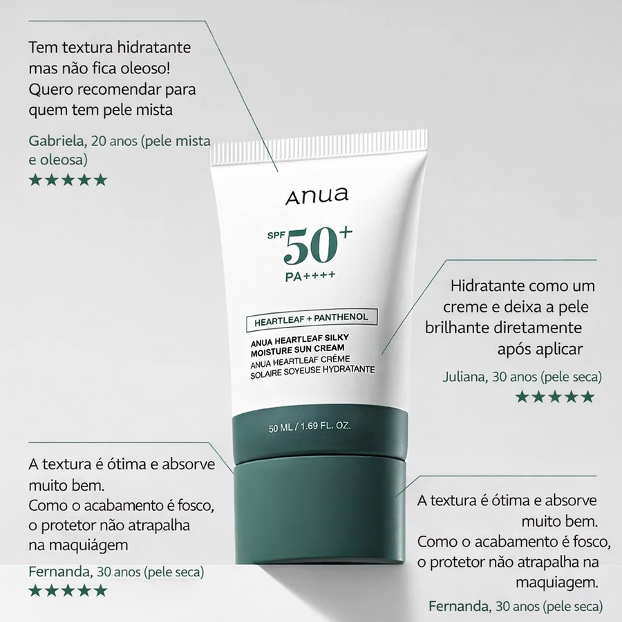 Anua - Heartleaf Silky Moisture Crema Solar SPF50+ PA++++ 50ml