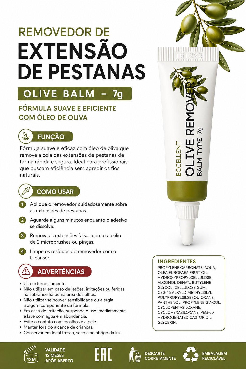 Excellent Olive Remover Balm ( 1 unidade ou pack 3)